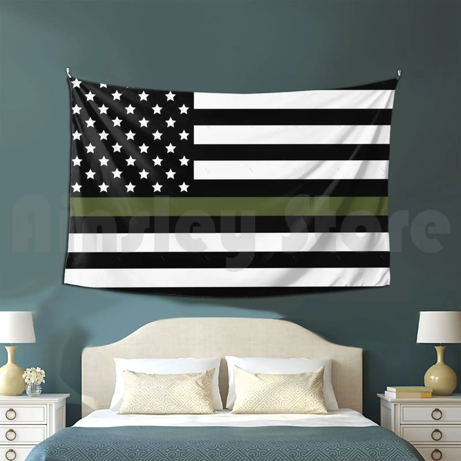 

Green Lives Matter ( Military Flag ) Tapestry Living Room Bedroom Military Flag American Flag Military Support