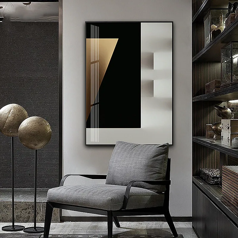 

Nordic Minimalist Abstract Geometric Line Wall Art Canvas Painting Round Black White Poster Print Wall Picture for Home Design