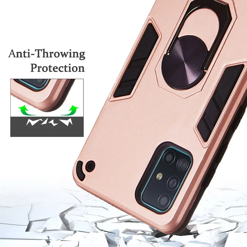 

Case For Samsung A21S A11 A21 A31 A41 A70E A51 A71 Note 20 10 Lite Luxury Armor With ring Soft Silicone Shockproof Back Cover
