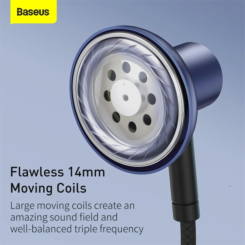 baseus h19 wired earphones bass sound headphone headset 3 5mm in ear earbuds with mic for samsung xiaomi huawei sony smartphones free global shipping