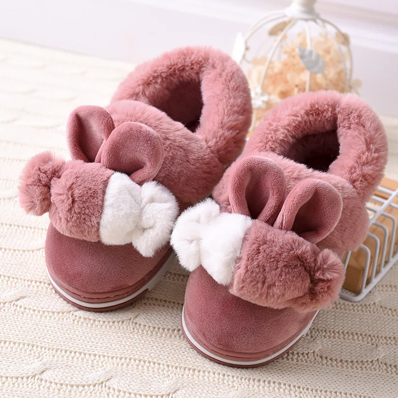 Зима 2019 г. домашние тапочки для малышей Домашние хлопковые с рисунком кролика