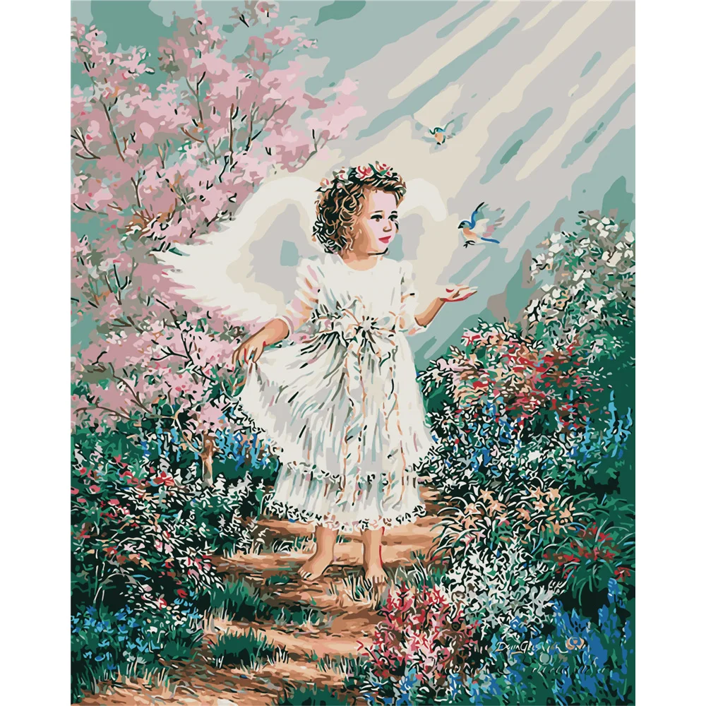 

Canvas Painting, Modern Style, Living Room Decoration Painting, Portrait, Lovely Little Girl, Floral Skirt, Flowers Home Decor