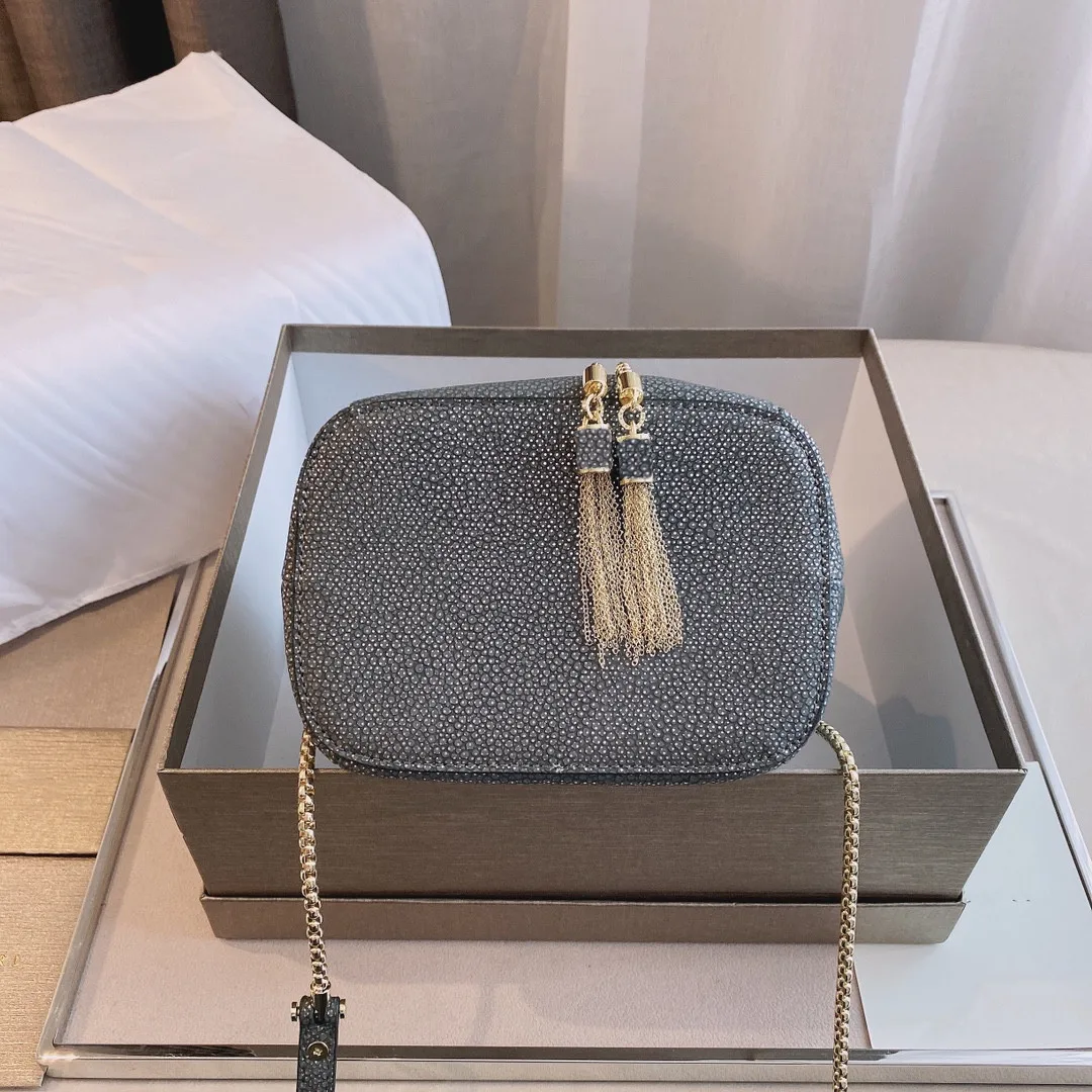 

New product recommendation fashion leather drawstring mini bucket bag shoulder messenger chain handbag