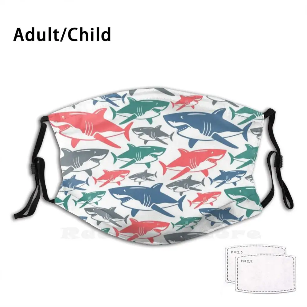 

Маска для лица Акула, милая маска для лица, детская маска для лица, крутая маска для лица с забавным принтом, многоразовая фильтровальная мас...