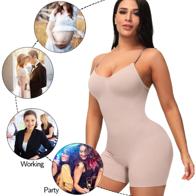 

Women Bodysuit Slimming Waist Trainer Shapewear Butt Lifter Body Shaper Seamless Full Slip Strappy-Backed Bodysuit Shaping Lady