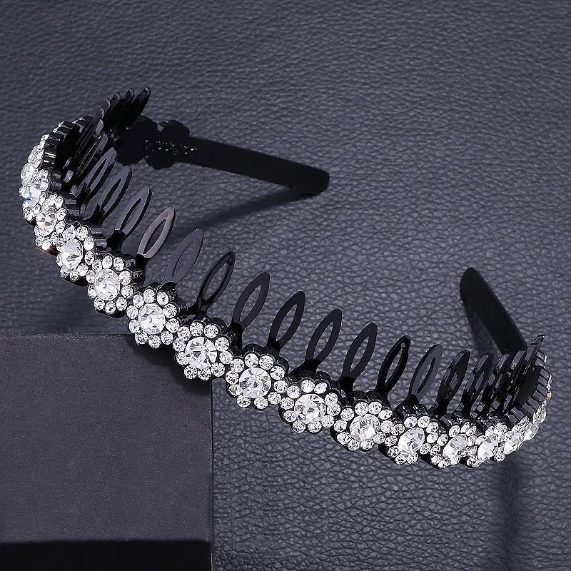 

Full Rhinestone Headband Hair Accessories For Women Girls Female Hair Hoop Adult Crystal Toothed Thin Headband Simple Summer