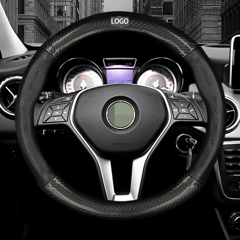 

Carbon Fiber Cow Leather Car Steering Wheel Cover For Mercedes Benz E-Class W212 E 200 260 300 2009 2010 2011 2012 2013