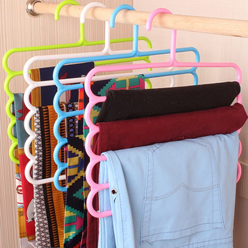 Pants Hangers Holders Multifunction Trousers Hanger Tie Scarfs Belt Towel Non-slip Magic Hanger Storage Rack clothes hanger 1PC