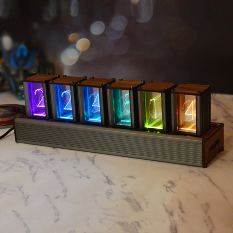 

RGB pseudo glow tube clock diy kit ips tube clock retro digital ornaments living room creative desktop electronics