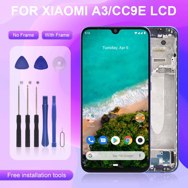 ЖК-дисплей с сенсорным экраном и дигитайзером для Xiaomi MI A3 сборка дисплея CC9E 100%