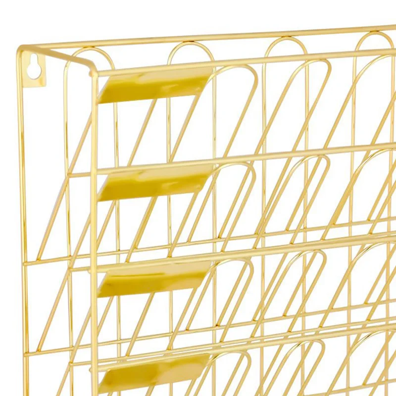 

Hanging Wall File Organizer, 5 Slot Wire Metal Wall Mounted Document Holder for Office Home, Gold
