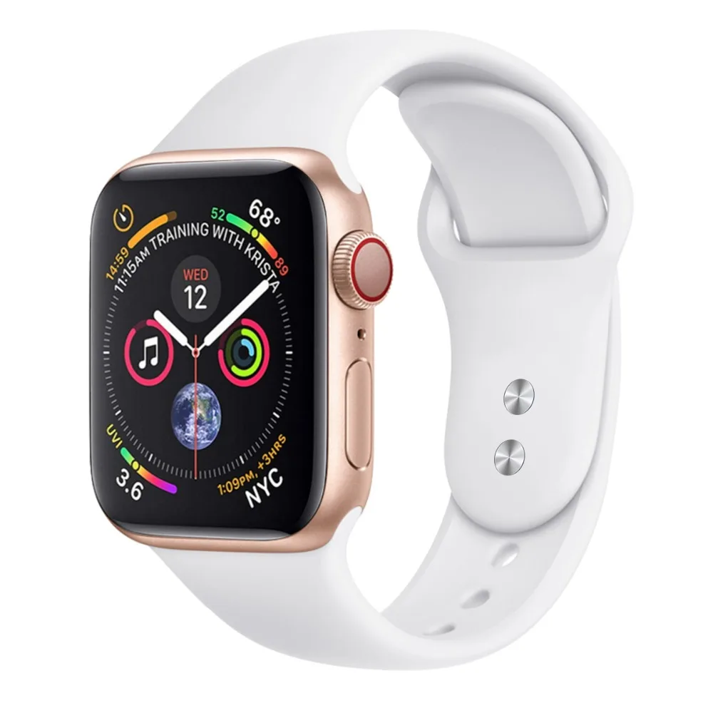 white 26 Спортивный ремешок для Apple Watch ремешок 44 мм 40 4 3 iwatch ремешок 42 мм 38 мм силиконовый pulseira ремешок для часов Браслет Apple watch 5 ремешок 44 мм - Цвет ремешка: white 26