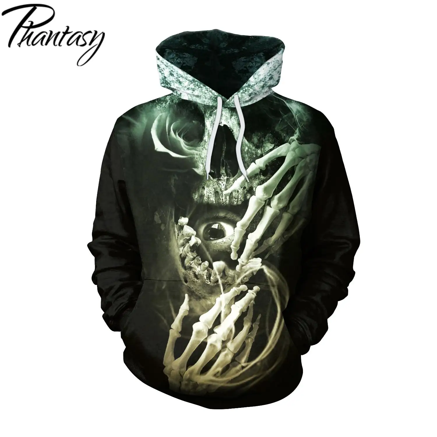 Толстовки Phantasy с принтом скелета верхняя одежда капюшоном для вечеринки свитшот