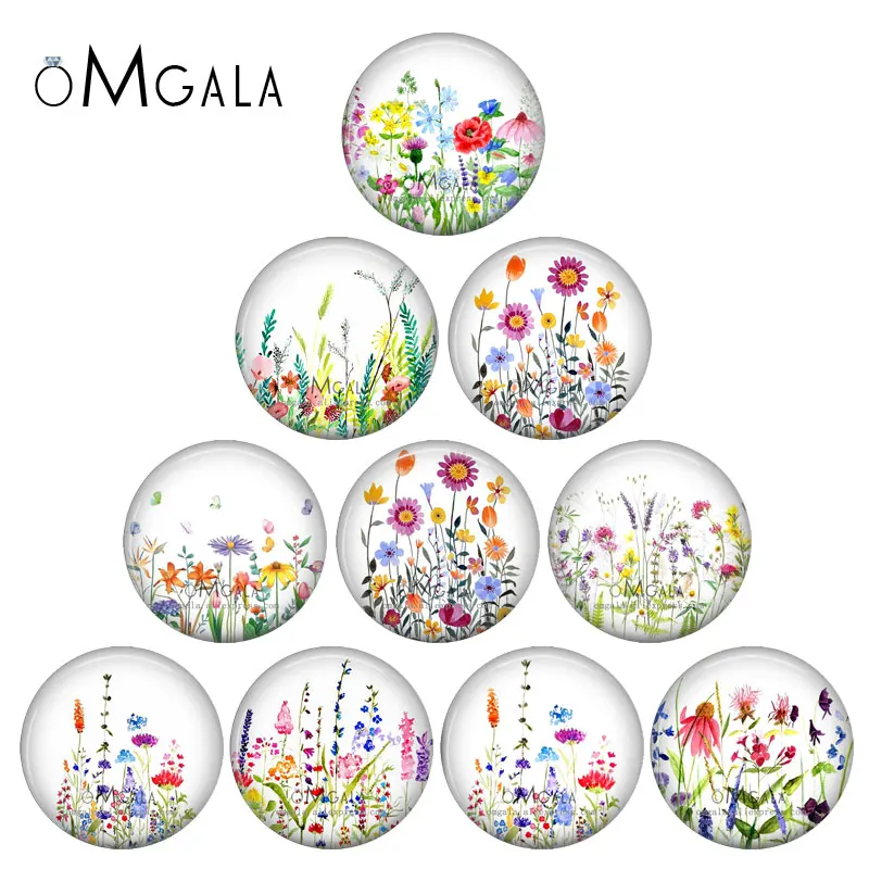

Watercolor Flower Paintings Plant Art Pattern 12mm/16mm/18mm/20mm/25mm Round photo glass cabochon demo flat back Making findings
