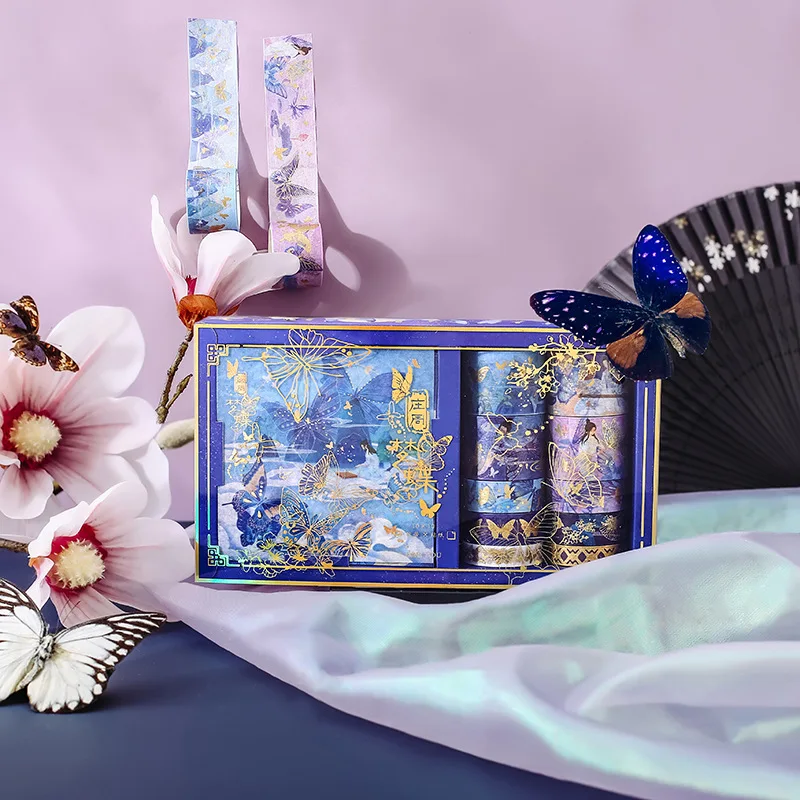 

20pcs Peacock Fu Series Bronzing Dream Student Account Decoration Washi Masking Tapes Stickers For Scrapbooking Gift Wrapping