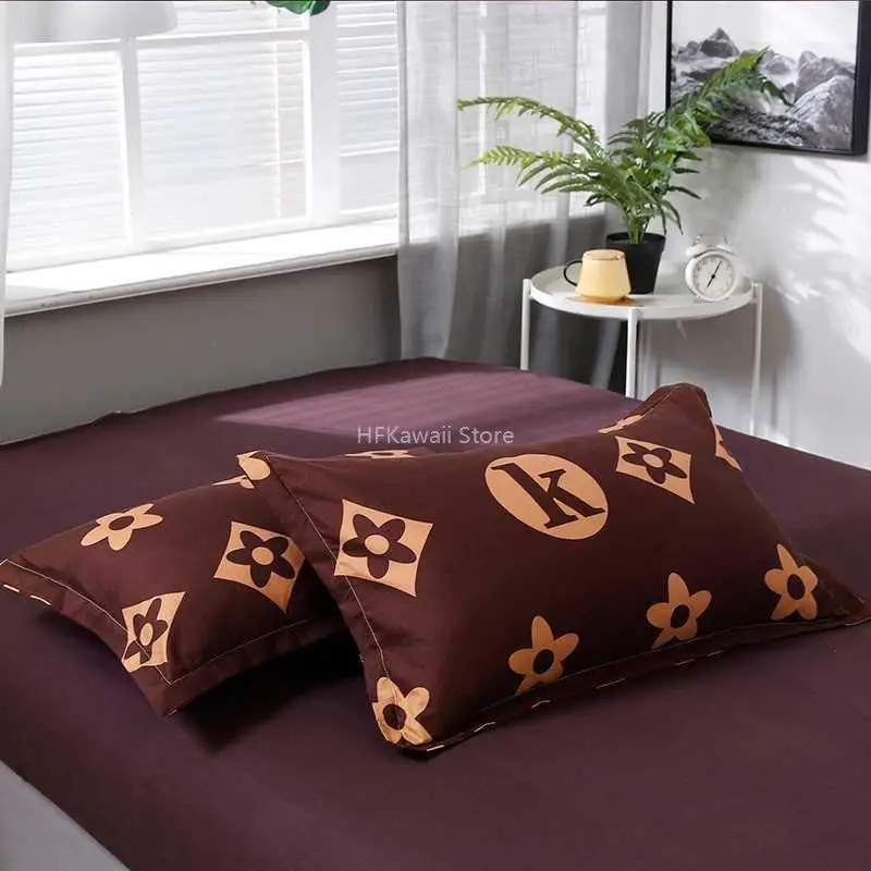 

Fashion Brand Coffee Letter Printed Bedding Set Bed Linen Set Include Duvet Cover Bed Sheet Pillowcase Twin Full Queen King Size
