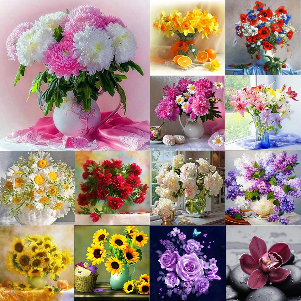 

5D Diy Diamond Painting Flowers Peony Cross Stitch Kit Full Drill Square Embroidery Mosaic Art Picture of Rhinestones Decor Gift