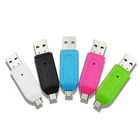 USB OTG кардридер 2 в 1, универсальный кардридер Micro SD USB 2,0, адаптер, флэш-накопитель для ПК, телефона, компьютера, ноутбука, случайный цвет