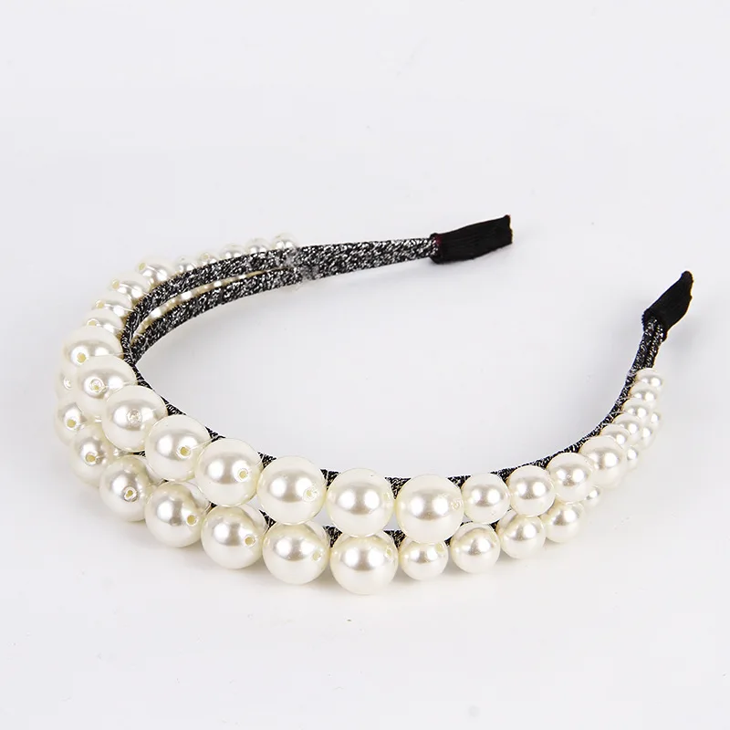 

Double Layer Big Pearl Headband For Women Hairbands Multi Color Hair Accessories For Girls Hair Band Print Headbands