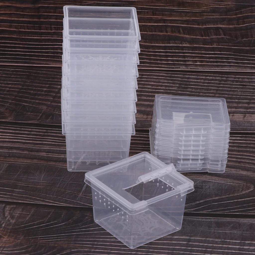 

Пластиковый резервуар для кормления домашних животных, 10 шт., пустая коробка, клетка для разведения рептилий и насекомых