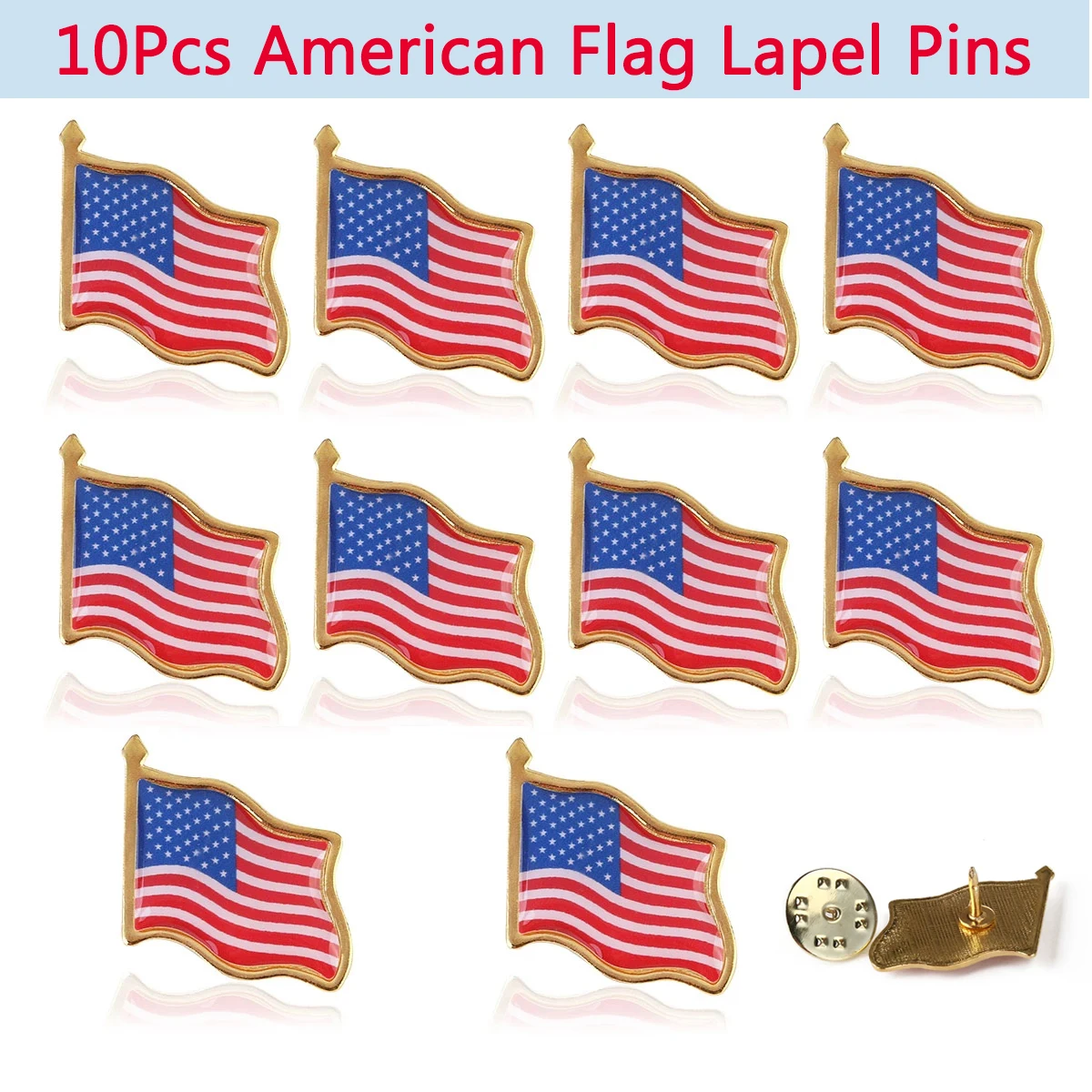 

10 упаковок, заколки для лацканов с американским флагом, большие объемы, США, машущий флаг, заколки, США, значок, брошь, патриотические эмалевы...