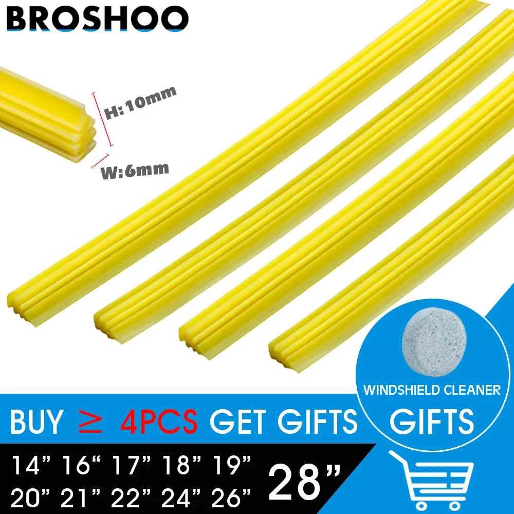 

2 PCS Car Wiper Blade Silica Gel Silicon Refill Strips for Frameless Boneless Wipers 6mm 14"15"16"17"18"19"20"21"22"24"25"26"28"