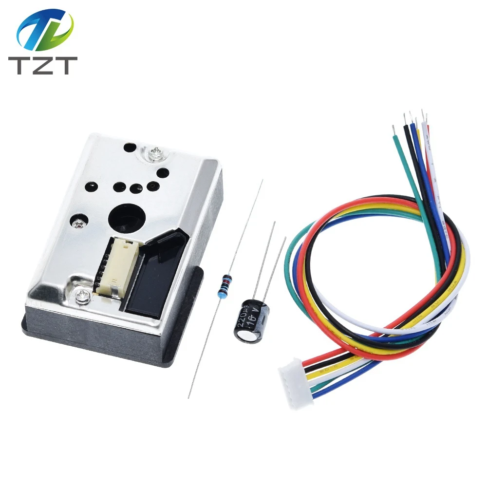 Компактный Оптический датчик пыли TZT GP2Y1014AU0F, совместимый с GP2Y1010AU0F GP2Y1010AUOF датчик дымовых частиц с кабелем