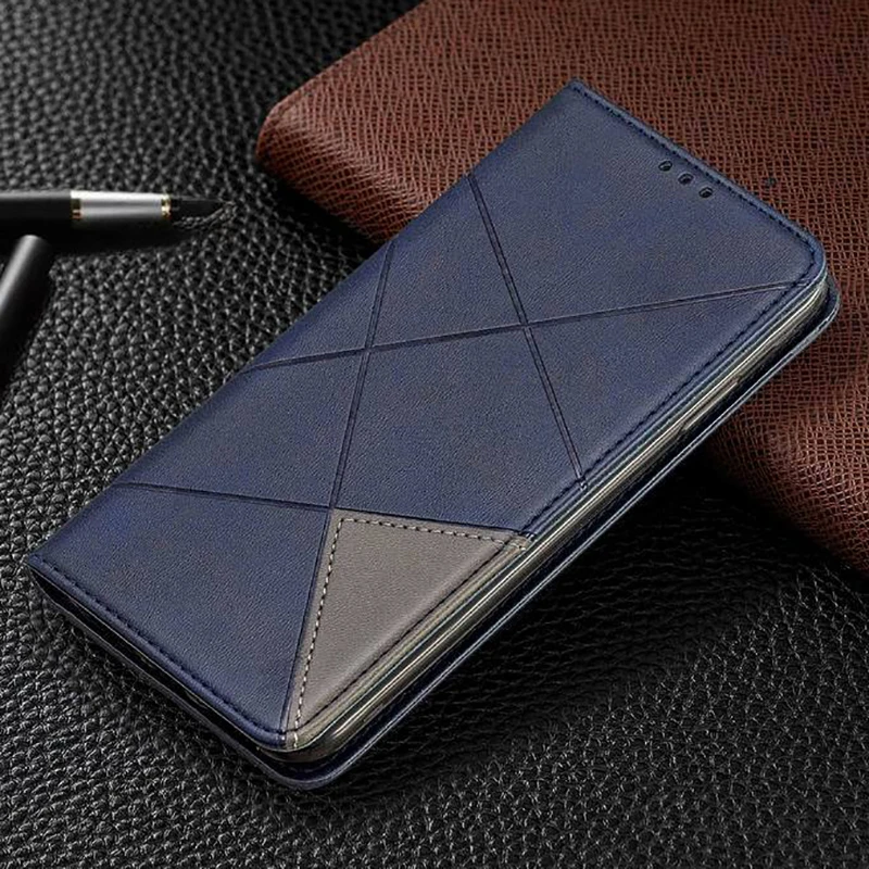 Магнитный флип-чехол из искусственной кожи с геометрическим рисунком ручная