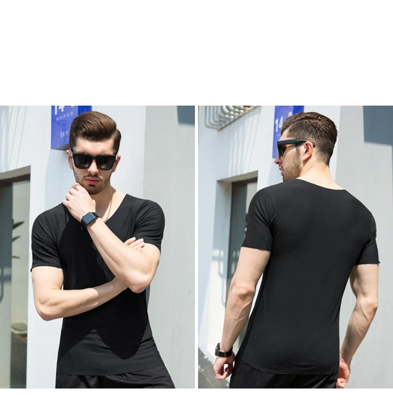 Мужское бесшовное быстросохнущее нижнее белье из вискозы с короткими рукавами и