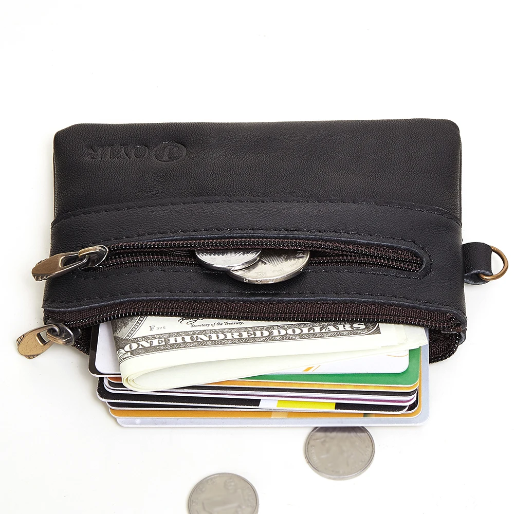 Кошелек для монет и кредитных карт из натуральной кожи с молнией для мужчин и женщин, винтажный, узкий и короткий, новый.