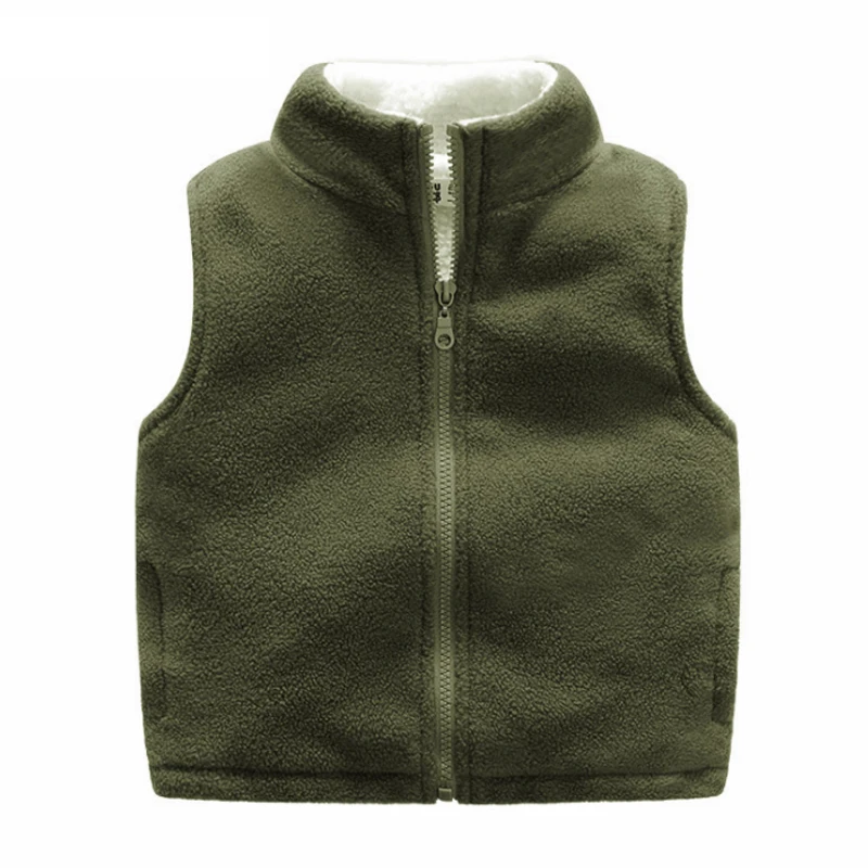 Детский жилет для мальчиков 2019 Зимние флисовые однотонные детские жилеты