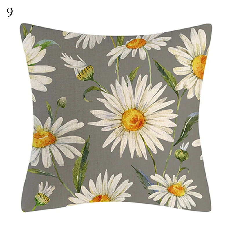 

Printing Daisy Pillowcase Sofa Cushion Cover Soft Comfortable Daisy Flax Pillowcase Fashion Exquisite Decoration Home Supplies