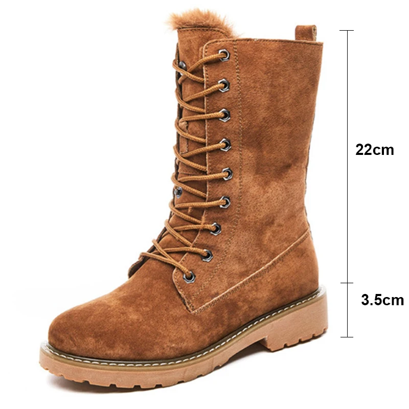 Женские ботинки замшевые сапоги до середины икры теплые женские зимние на меху
