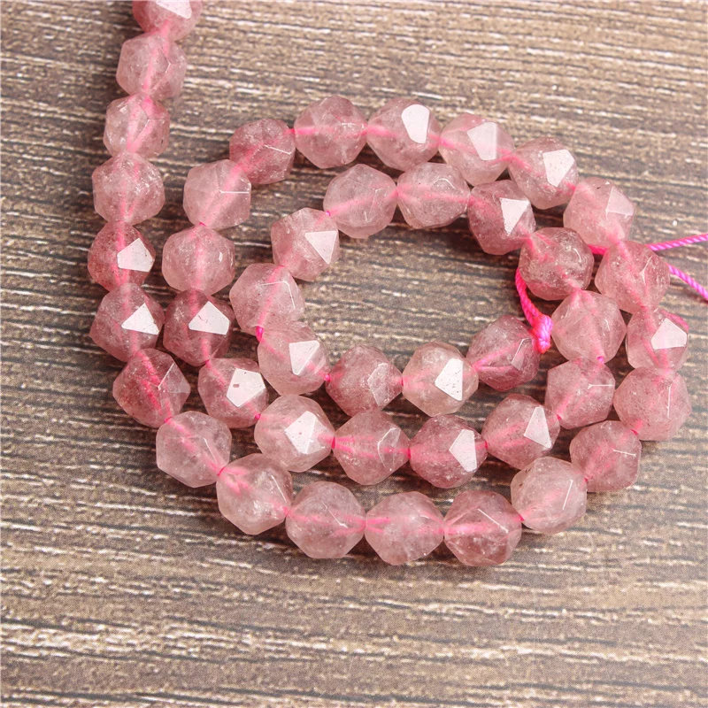

Lanli 6/8/10mm naturally carves small flat Strawberry crystal loose beads for jewelry DIY stone bracelets and necklaces
