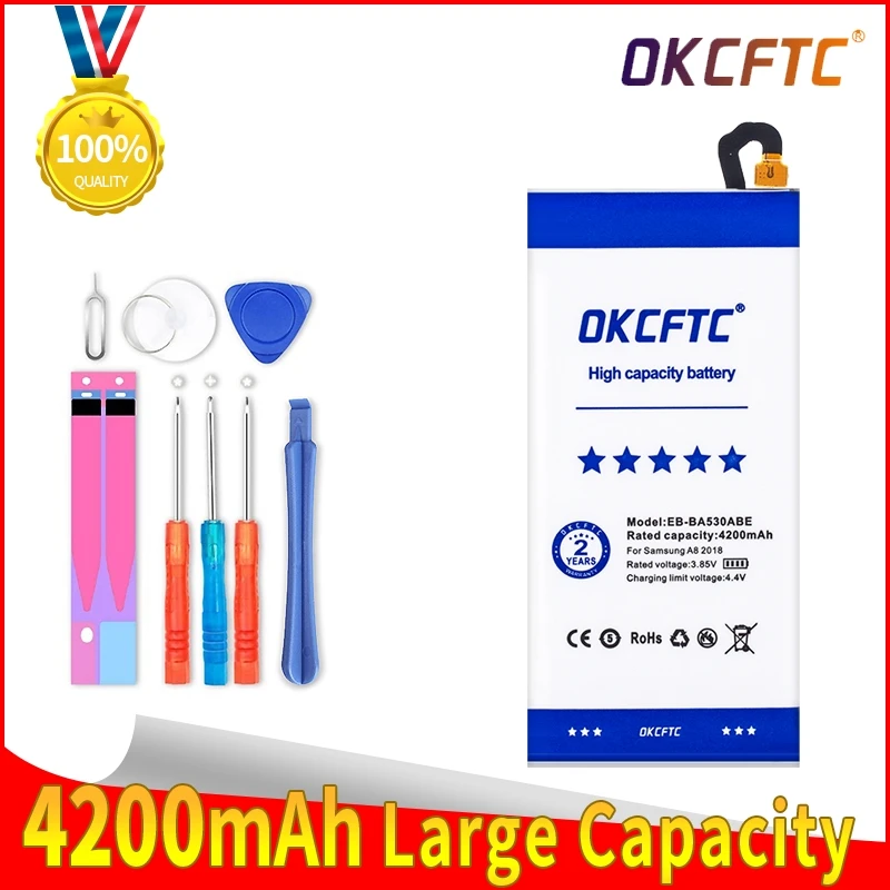 

OKCFTC Original Battery for Samsung Galaxy Galaxy A8 2018 (A530) A530 SM-A530F 4200mAh EB-BA530ABE Phone Replacement Batteries