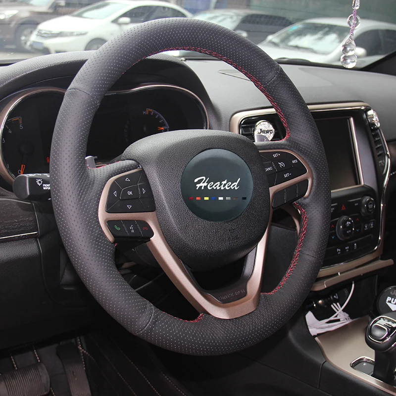 Кожаная оплетка наппа на руль чехол для Jeep Grand Cherokee 2014-2016 Стайлинг автомобиля |