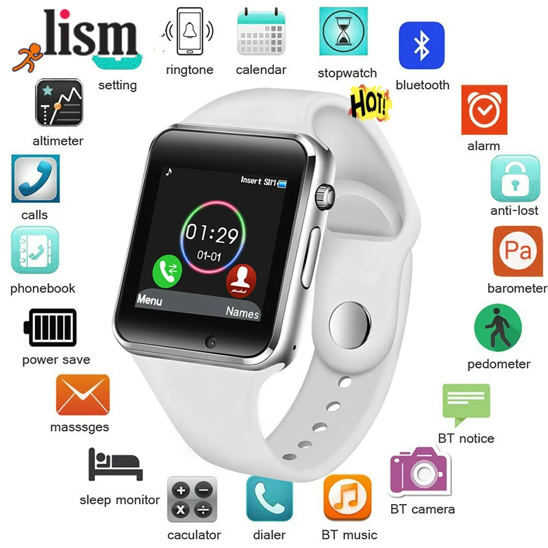 Бесплатная доставка 2019 наручные часы Bluetooth Смарт Спорт Мода с сим камерой Smartwatch