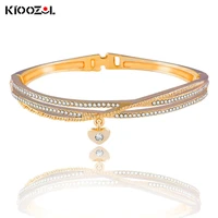 kioozol love pendant 3 layers micro inlay cz bracelet gold silver color bracelet for women wedding party accessories 477 ko2