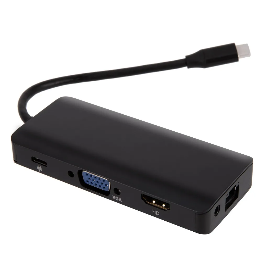 Ouhaobin 9в1 концентратор USB type C адаптер для HDMI 4 K видео Ethernet RJ45 LAN многопортовый с