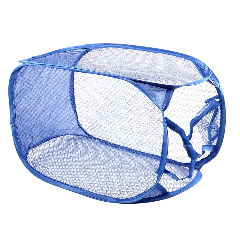 JEYL Home Foldable Blue Meshy Design Clothes Storage Laundry Basket Hamper | Дом и сад
