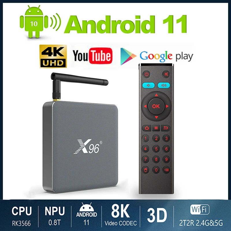 

X96 X6 iptv box Android 11 TV Box RK3566 8GB 128GB Support 4K 2T2R MIMO Dual Wifi 1000M 4G 64GB 32GB Media Player Set top box