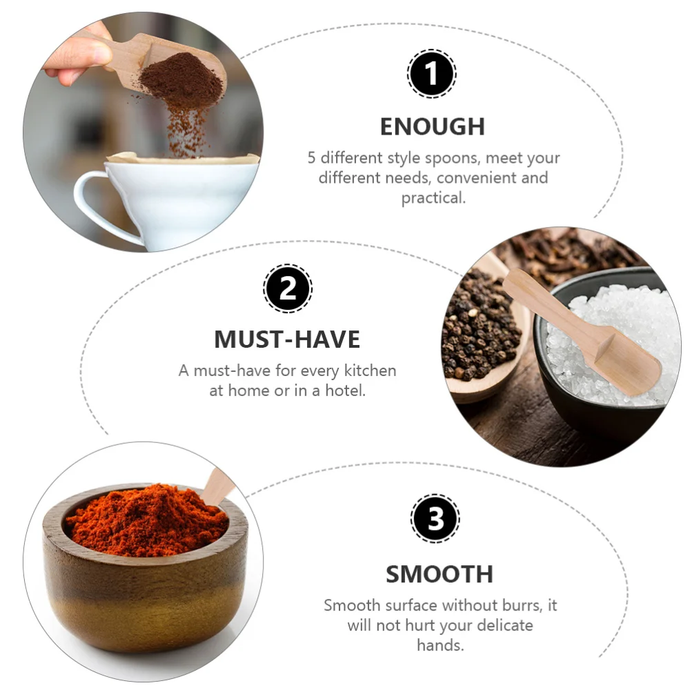 

10Pcs Wooden Salt Spoon Kitchen Condiment Spoon Candy Spoon Small Wooden Spoon