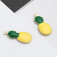5 pcs both sided enamel pineapple charms copper enamelled sequins ananas fruit pendants gold color diy earring making 16 x 7mm