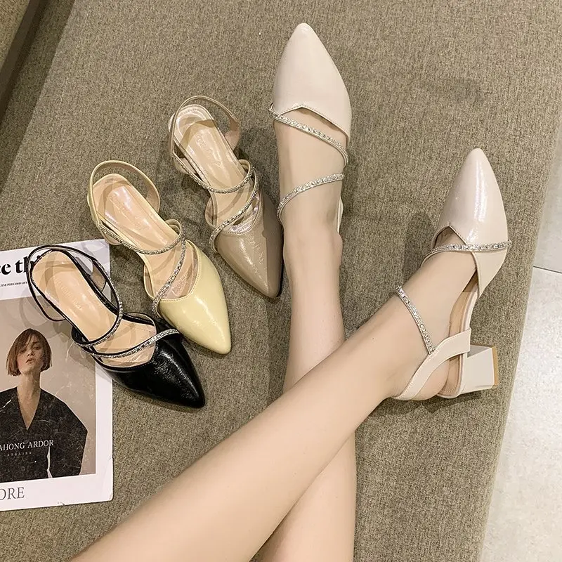 

Open Shoes Heel High Heeled Sandals Woman 2021 Espadrilles Platform Suit Female Beige Med High-heeled Lacquered Black Fashion Me