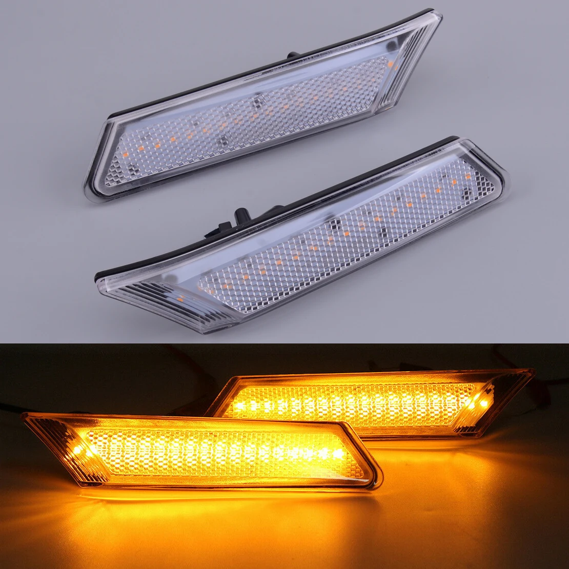 

2pcs 12V Clear Lens LED Side Marker Indicator Light Lamp 997631034 Fit For Porsche 911 997 987 Cayman 99763103301 997631033