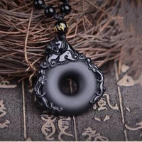 natural obsidian brave troops safety buckle pendant jewelry fine jewelry kirin antique amulet transfer crystal pendant jewelry