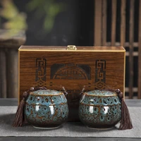 ceramic vintage tea box simple creative chinese wooden gift box packaging container caja almacenamiento tea organizer ec50cy