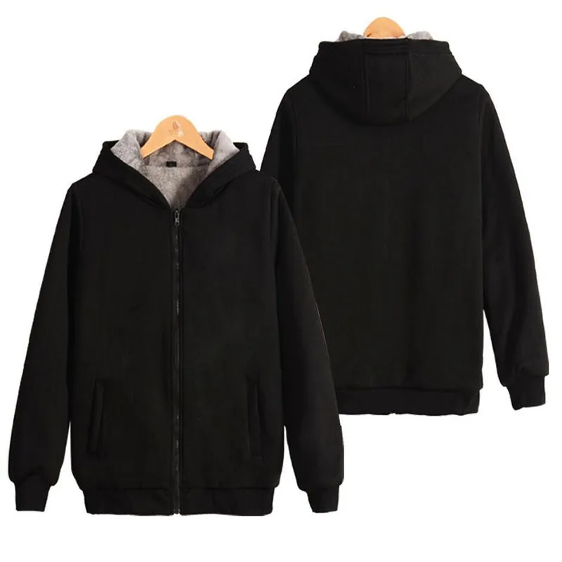 Мужские повседневные толстовки с капюшоном толстые шерстяные теплые зимние
