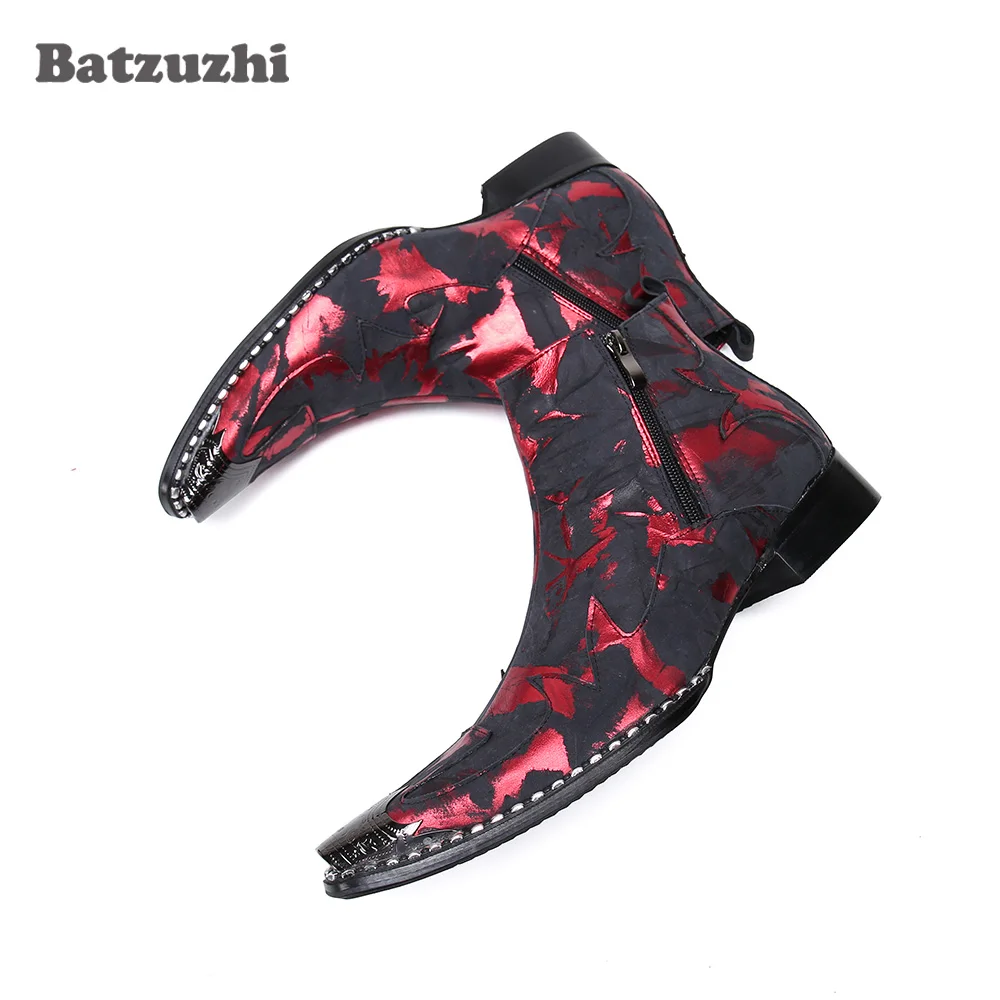 Ботинки мужские кожаные Batzuzhi Rock с острым носком на молнии для вечеринок и свадеб