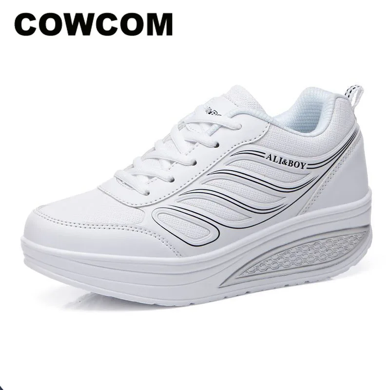 COWCOM/ ; черные женские кроссовки; женская повседневная обувь для бега на толстой подошве с воздушной подушкой; обувь на платформе; CYL-B886